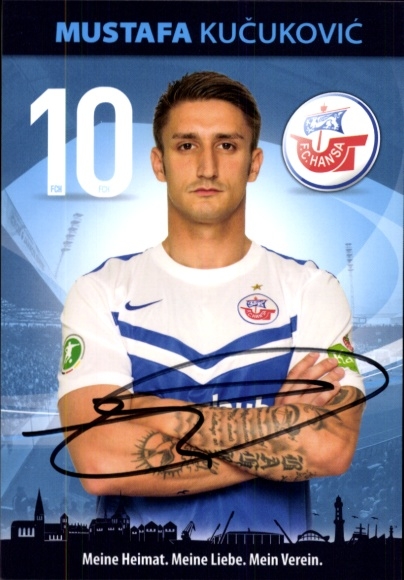 Autograph card footballer Mustafa Kucukovic, FC Hansa Rostock, autograph