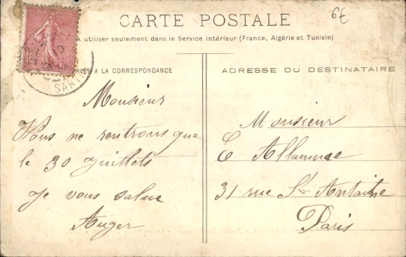 CPA Au Camp d'Auvours, Arrivée du Régiment, La remise du Drapeau