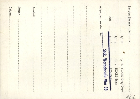 Postcard advertising, alcohol, Eckes, wine distillery, Nieder-Olm