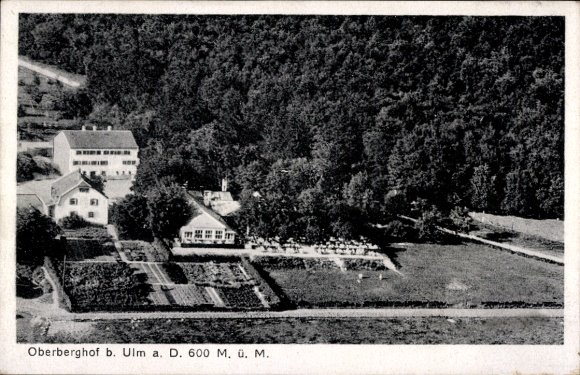 Postcard Oberberghof Ulm on the Danube, aerial photograph