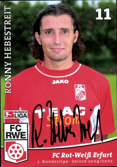 Autograph card footballer Ronny Hebestreit, FC Rot-Weiß Erfurt, autograph