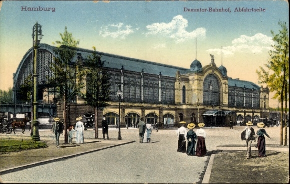 Postcard Hamburg Eimsbüttel Rotherbaum, Dammtorbahnhof, departure side