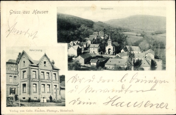 Postcard Hausen Heimbach in the Eifel, total, Hotel Sistig