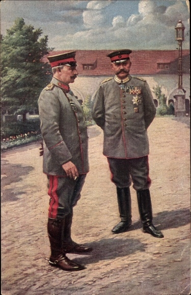 Postcard Kaiser Wilhelm II, Field Marshal Paul von Hindenburg, Posen Castle, 1915