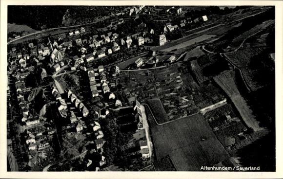 Postcard Altenhundem Lennestadt in Sauerland, aerial view of Sauerland, landscape, buildings