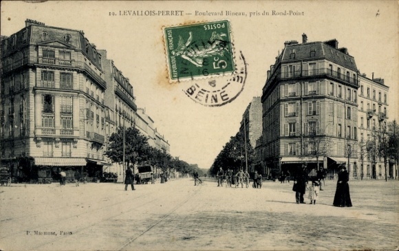Postcard Levallois Perret Hauts de Seine, Boulevard Bineau, Rond Point