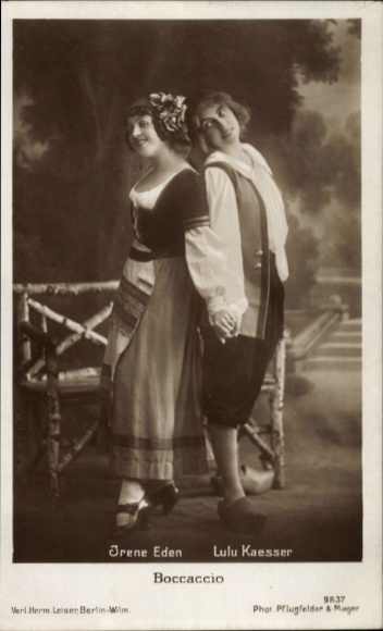 Ak Opernszene Boccaccio, Irene Eden, Lulu Kaesser