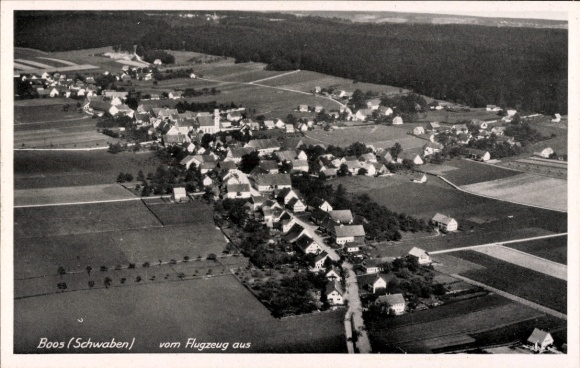 Postcard Boos in Swabia, aerial photograph