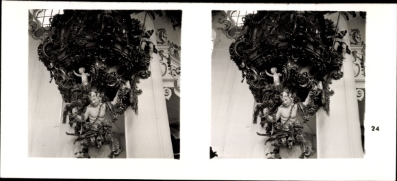 Stereo photo treasures of the Baroque, Wies Steingaden Upper Bavaria, Wieskirche, pulpit