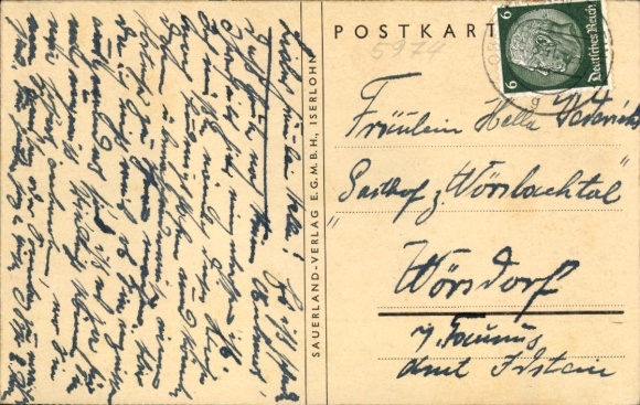 Postcard Herscheid in Sauerland, thatched farmhouse