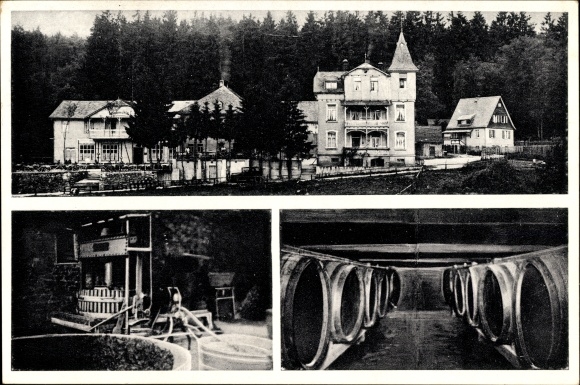 Postcard Köppern Friedrichsdorf Taunus, historic hole mill, barrels