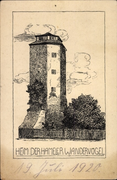 Postcard Hamelin on the Weser Lower Saxony, home of the Hameler Wandervogel