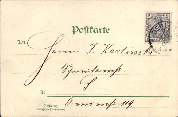 litho Berlijn, nationaal monument, Kaiser Wilhelm I, nieuwjaarsgroet