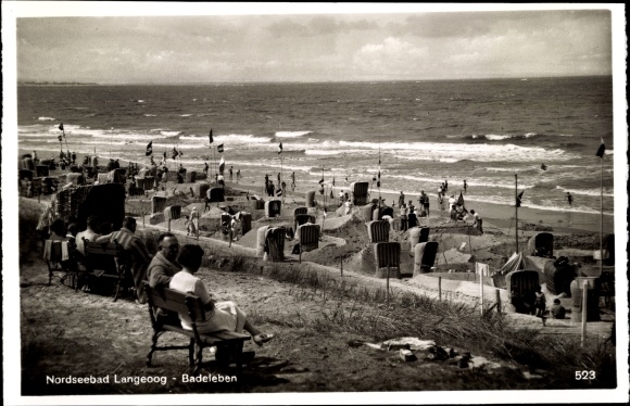 Postcard Nordseebad Langeoog in Ostfriesland, Badeleben