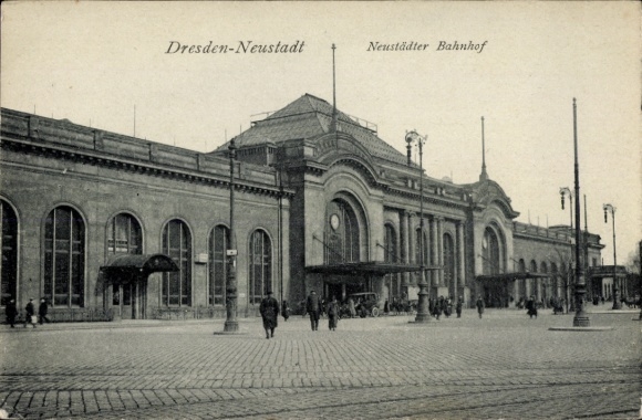 Postcard Dresden Neustadt, Neustadt Station