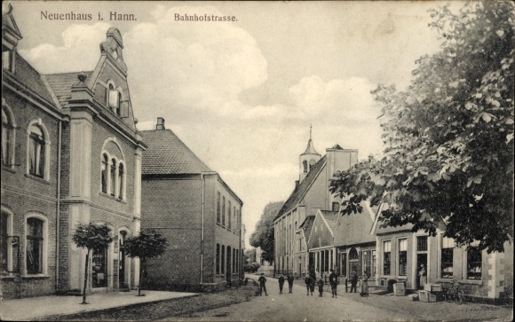 Ak Neuenhaus in Niedersachsen, Bahnhofstraße, Geschäftshaus