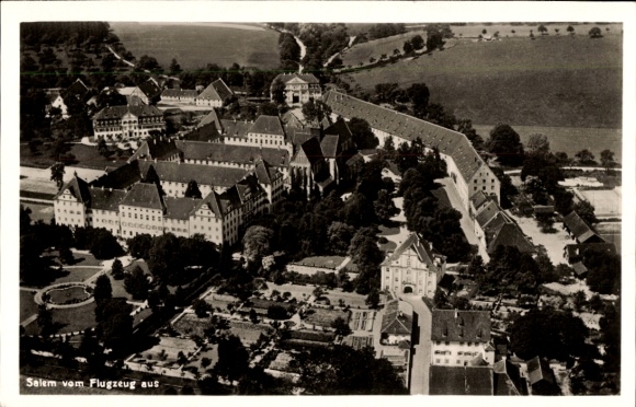 Postcard Salem in the Bodenseekreis Baden, Imperial Abbey, aerial photograph