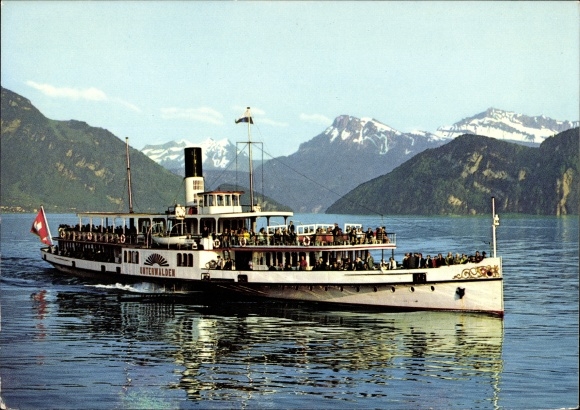 Postcard Lake Lucerne, ship Unterwalden