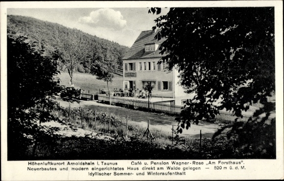 Postcard Arnoldshain Schmitten im Taunus, Café Pension Wagner Rose Am Forsthaus