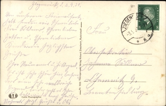 Postcard Ziegenrück on the Slate Mountains Thuringia, Upper Saale Valley, inner city, church