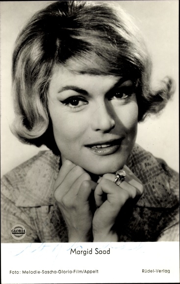 Postcard actress Margit Saad, portrait, autograph