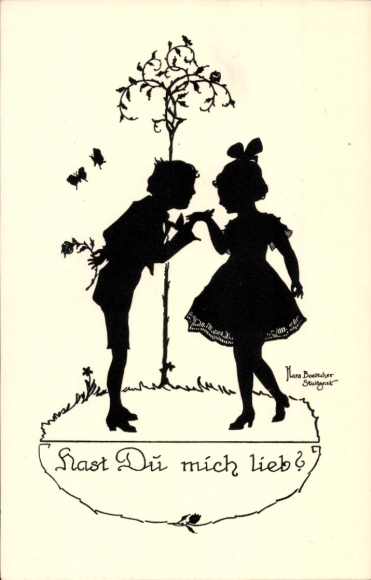 Paper cutting artist Postcard Boettcher, Hans, Do you love me