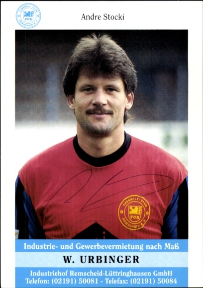 Autograph card footballer Andre Stocki, FC Remscheid, autograph