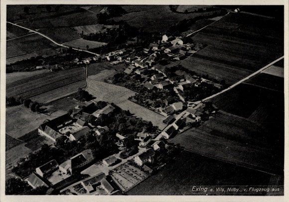 Postcard Exing an der Vils Eichendorf in Lower Bavaria, aerial photograph of rural surroundings, aircraft