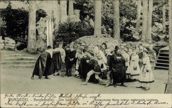 Postcard Wunsiedel in the valley of the Röslau Upper Franconia, mountain festival Die Losburg, gold prospectors