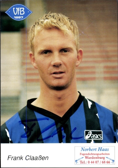 Autogrammkarte Fußballer Frank Claaßen, VfB Oldenburg, Autogramm