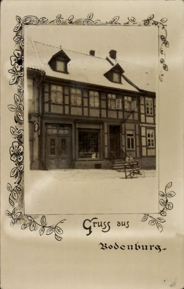 Passepartout Foto Ak Bodenburg Bad Salzdetfurth in Niedersachsen, Geschäft im Winter