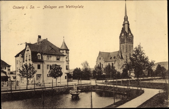 Postcard Coswig in Saxony, facilities at Wettinplatz