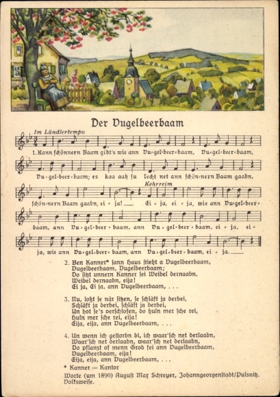 Song Postcard Vogel, Wilhelm, The Vugelbeerbaam, Can be beautified Baam exists, landscape idyll