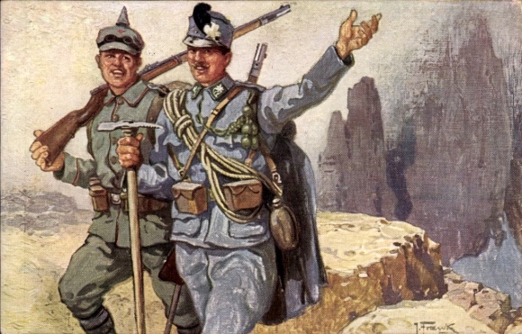 Artist Postcard Frank, Josef, Treubund, KuK soldier, Pickelhaube