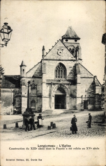 Postcard Longjumeau Essonne, church, building from the 13th century, facade renovation 15th century