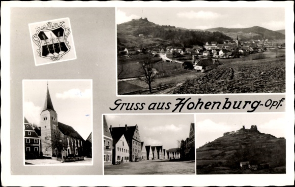 Ak Hohenburg in der Oberpfalz, Motiv von  Kirche, Dörfer, Berge, Gruß aus Hohenburg-Opf
