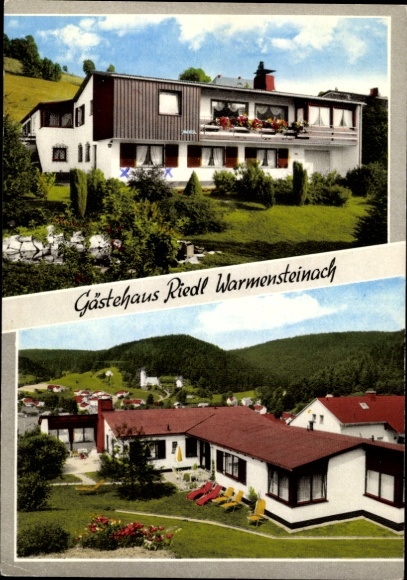 Ak Warmensteinach Oberfranken Bayern, Gästehaus Riedl, zwei Ansichten, umliegende Natur, ruhige L