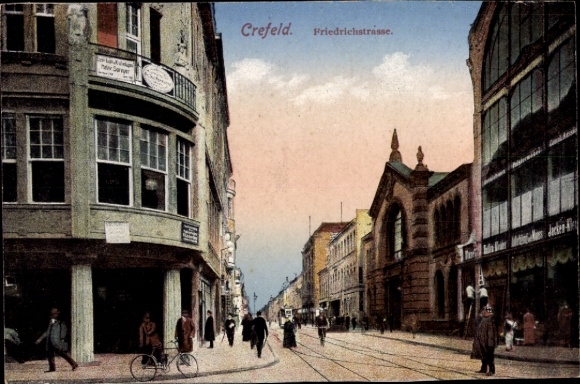 Ak Krefeld am Niederrhein, Friedrichstraße, Geschäfte, Passanten