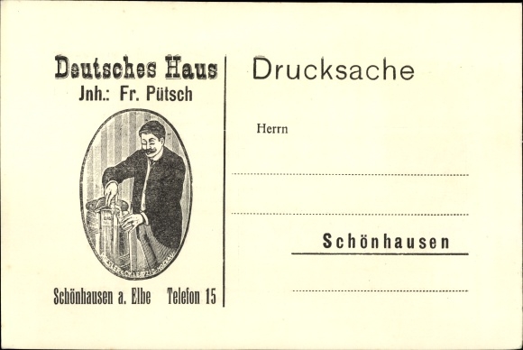 Postcard Schönhausen Elbe, Gasthof Deutsches Haus, Fr. Pütsch