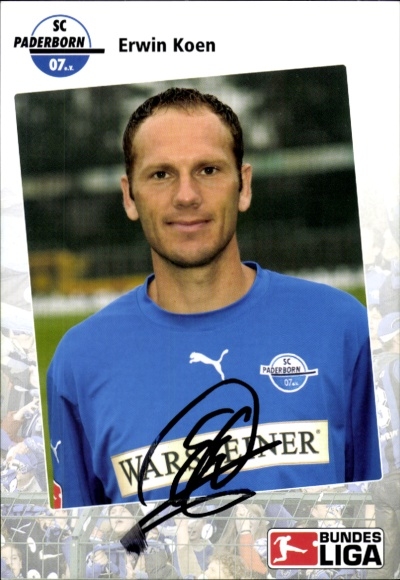 Autograph card footballer Erwin Koen, SC Paderborn 07, autograph