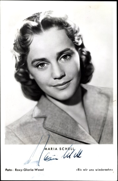 Ak Schauspielerin Maria Schell, Portrait, Bis wir uns wiedersehn, Autogramm
