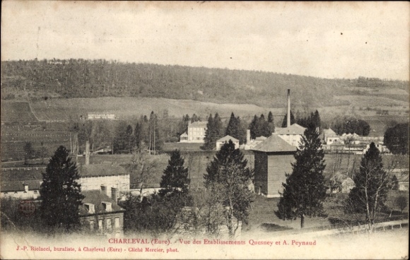 Postcard Charleval Eure, Etablissements Quesney et A. Peynaud