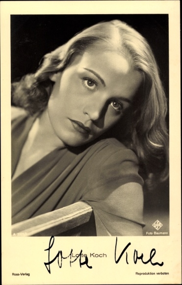 Postcard actress Lotte Koch, portrait, autograph