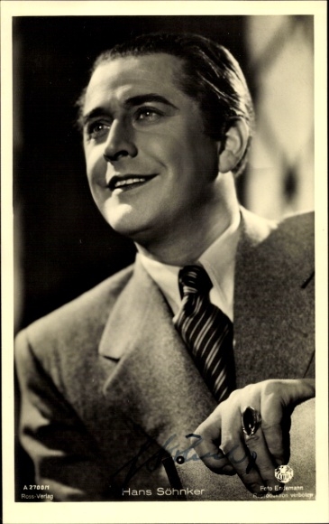 Postcard actor Hans Söhnker, Ross Verlag A 2700 1, Portrait, Ring