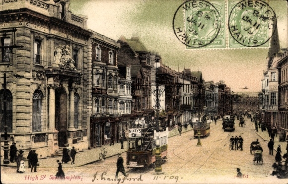 Postcard Southampton Hampshire England, High Street, Tram