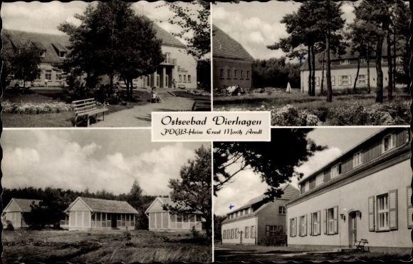 Postcard Baltic resort Dierhagen, FDGB Heim Ernst-Moritz-Arndt, exterior views