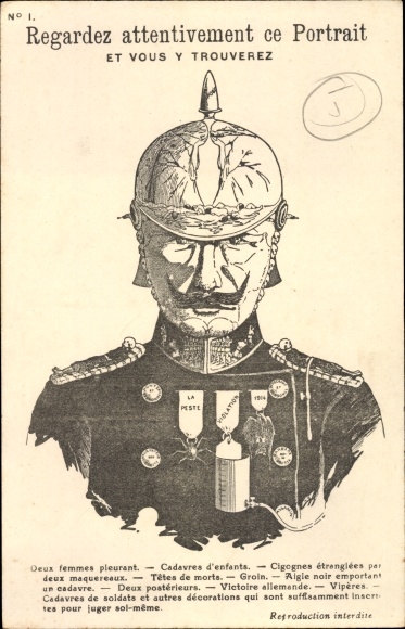 Artist PC Regardez attentivement ce Portrait, Kaiser Wilhelm II., Metamorphose, I. WK