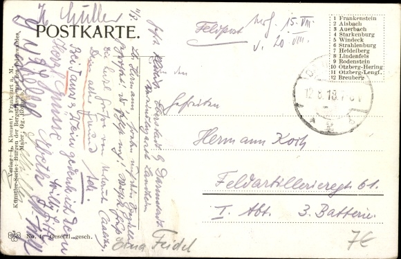 Artist PC Rothgeb., G., Nieder Beerbach Mühltal in the Odenwald, Frankenstein castle ruins