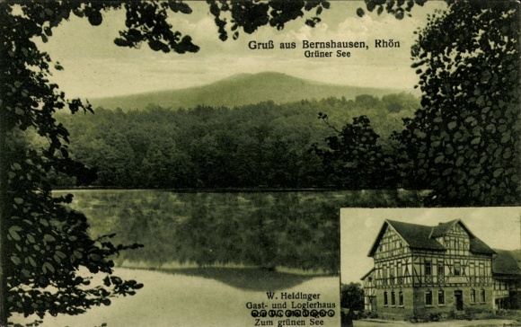 Postcard Bernshausen Dermbach in the Rhön Thuringia, Green Lake, Inn, Guest House Zum grünen See