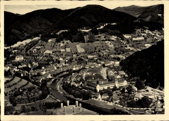 Postcard Wolfach in the Black Forest, aerial photograph